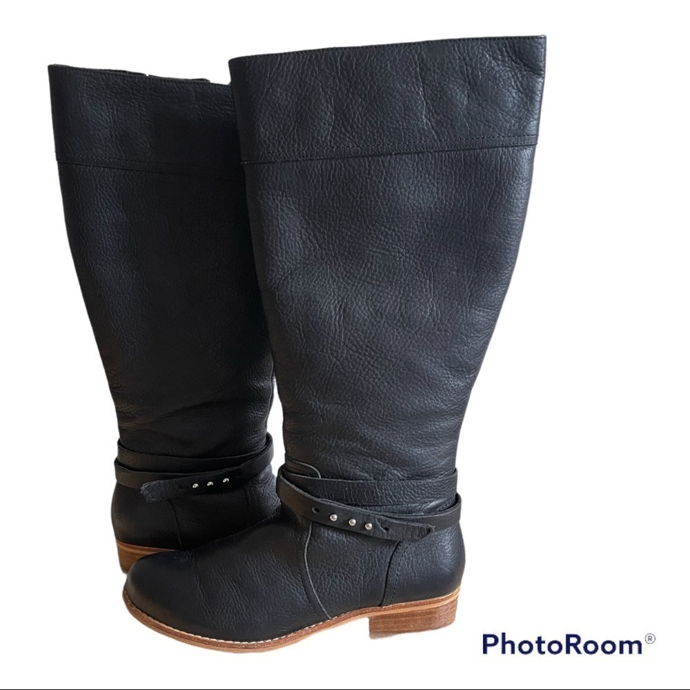 Lands End Tall Black Leather Riding Boots 6.5 - Picture 2 of 11